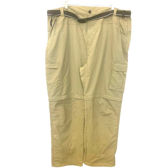 Mens Cargo Golf Pants 42/31 Green Utility Outdoor Elastic Waist Belt Zip Pocket - Picture 1 of 9